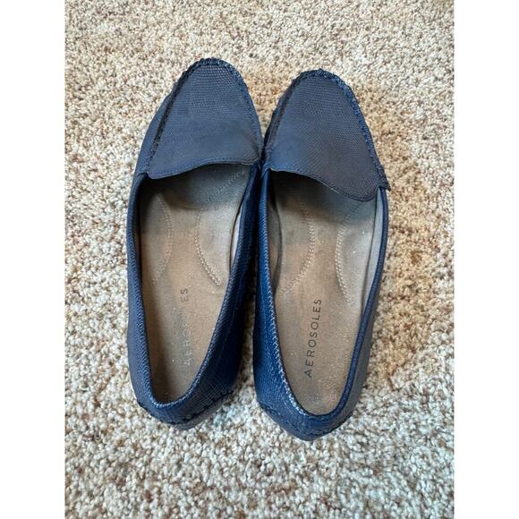 AEROSOLES Over Drive 9; Navy Blue synthetic Leather Loafers/shoes, driving mocs - Picture 9 of 10